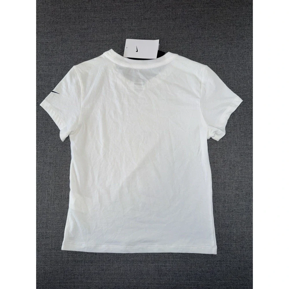 Nike Tennis Tee Women's Small White Graphic Training T-Shirt Slim Fit NWT